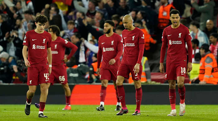 Liverpool after conceding a goal.